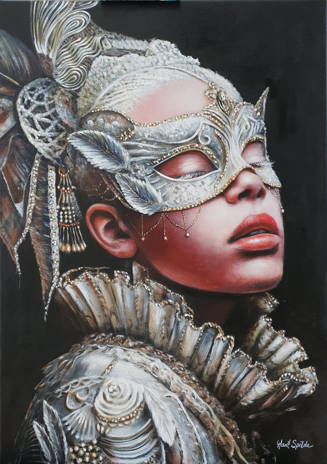 Between Silk and Steel. Akryl på lerret. 50x70 cm.