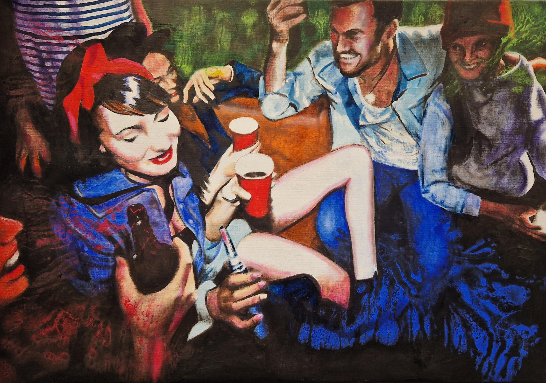 Red cups, Oljemaleri på lerret 100x70cm