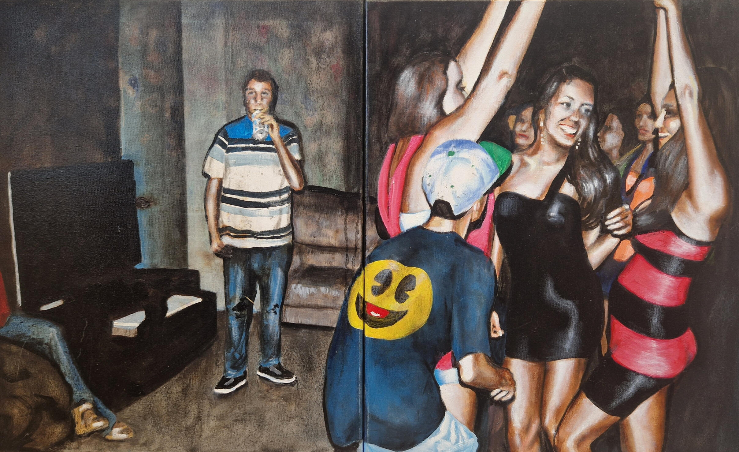 Fest 1 & 2, oljemalerier på lerret, 50x60cm x 2